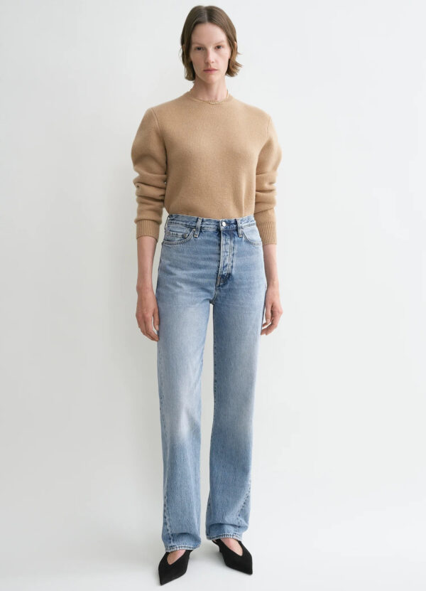 twisted seam denim full length